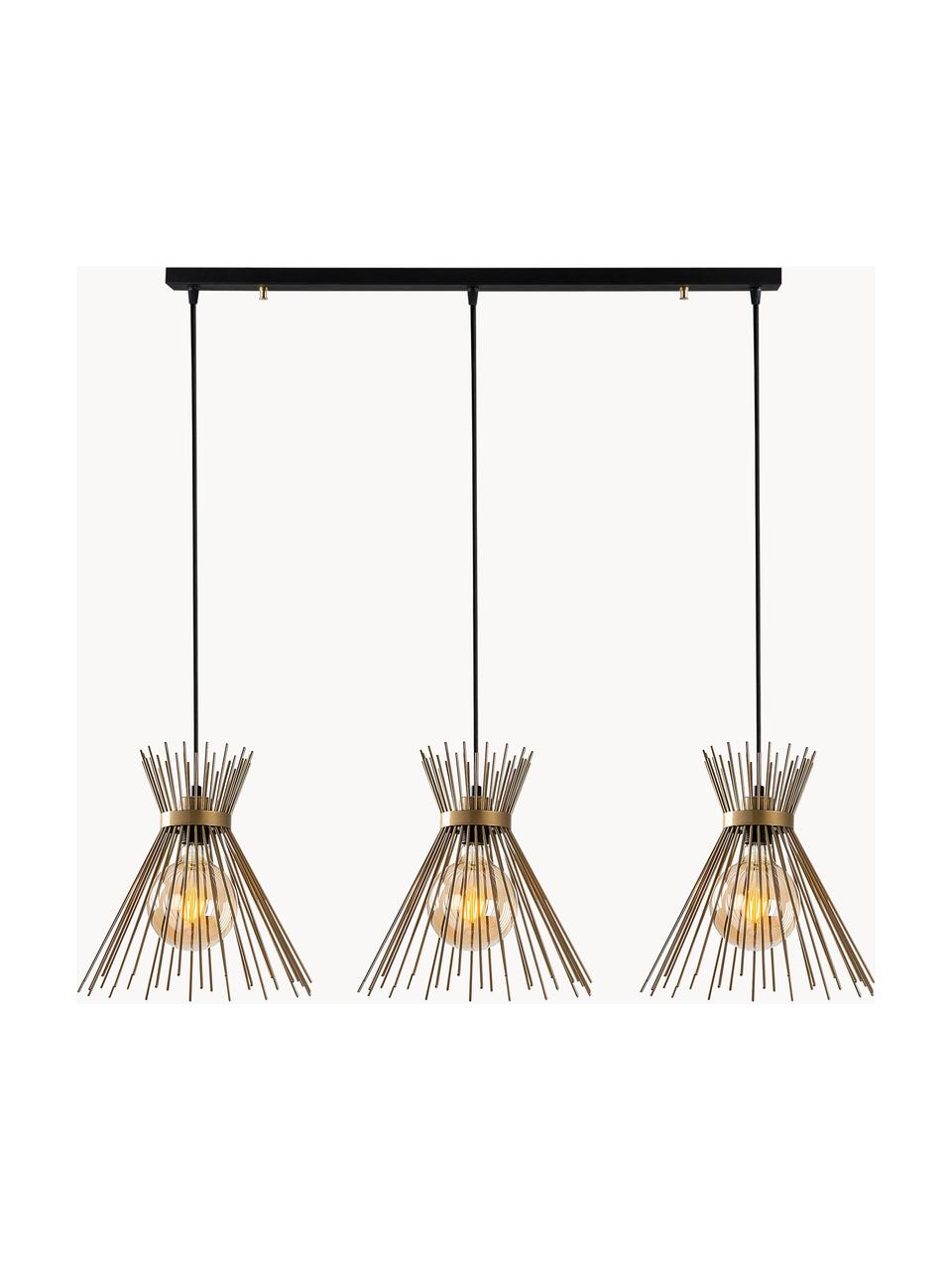 Grote design hanglamp Kirpi, Lampenkap: glas, Decoratie: metaal, beschichte, Goudkleurig, B 104 x H 63 cm