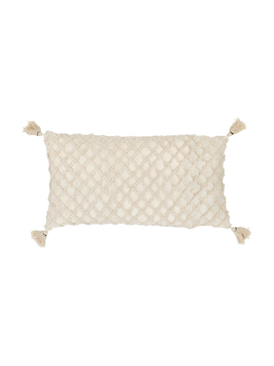 Housse de coussin rectangulaire texturée Royal, 100 % coton, Blanc cassé, larg. 30 x long. 60 cm