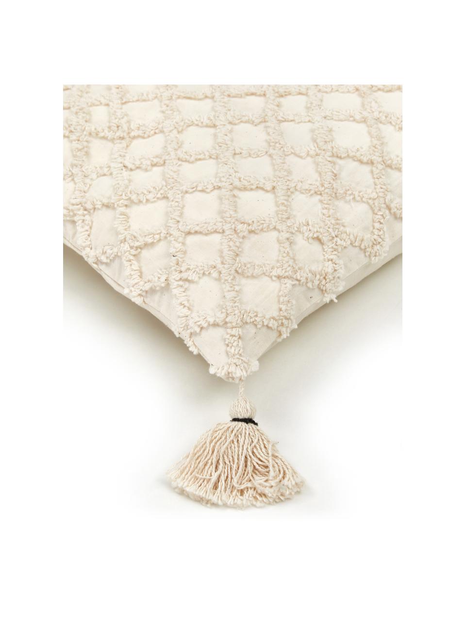 Kissenhülle Royal mit Hoch-Tief-Muster, 100% Baumwolle, Gebrochenes Weiß, B 30 x L 60 cm