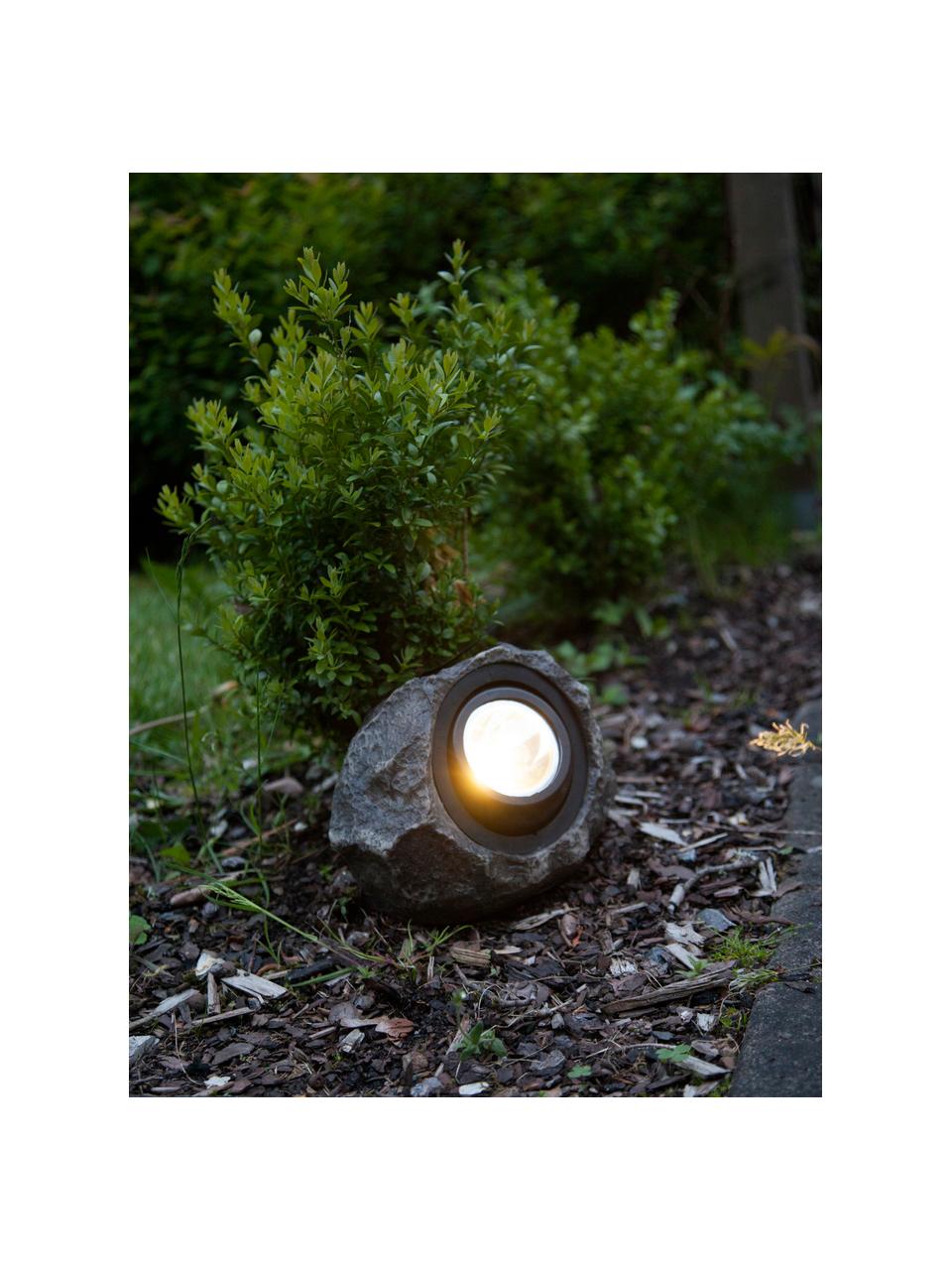 Borne d'éclairage solaire LED Rocky, Gris, larg. 20 x haut. 16 cm