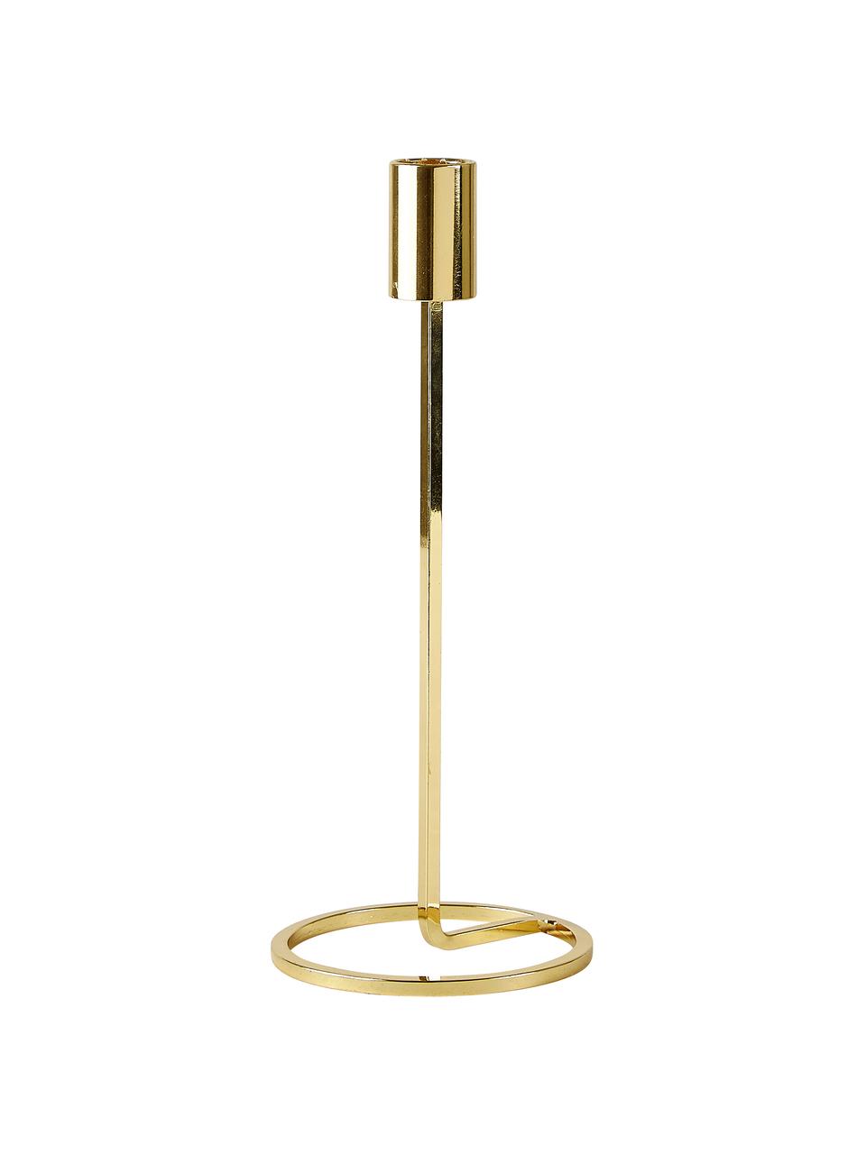 Świecznik Goldie, Metal powlekany, Odcienie złotego, Ø 10 x W 24 cm