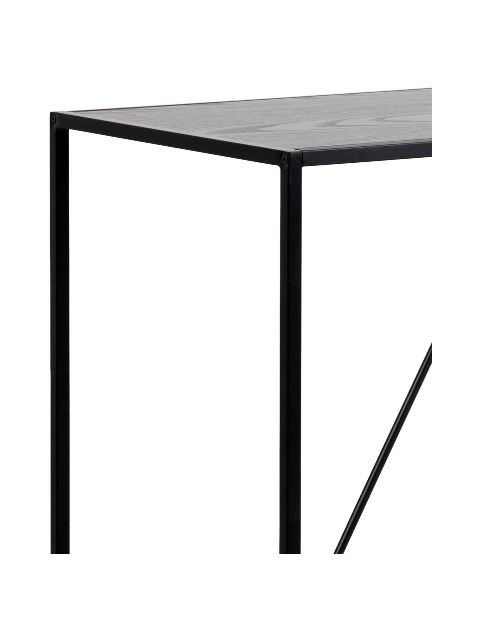 Tavolo da bar in legno e metallo Seaford, 120x60 cm, Metallo, melamina, legno di frassino, Nero, Larg. 120 x Prof. 60 cm