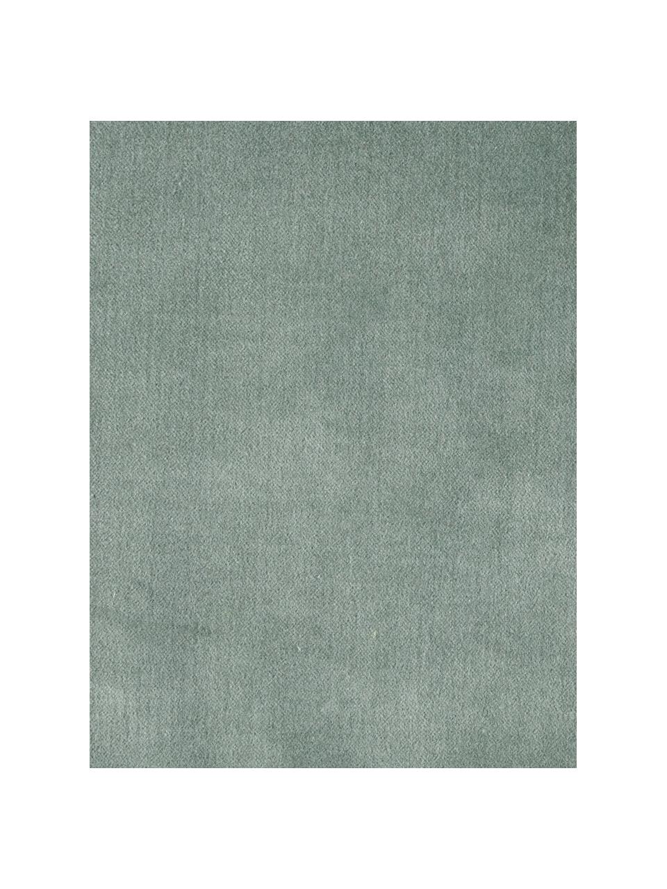 Housse de coussin en velours vert sauge à franges Phoeby, Coton, Vert sauge, larg. 40 x long. 40 cm