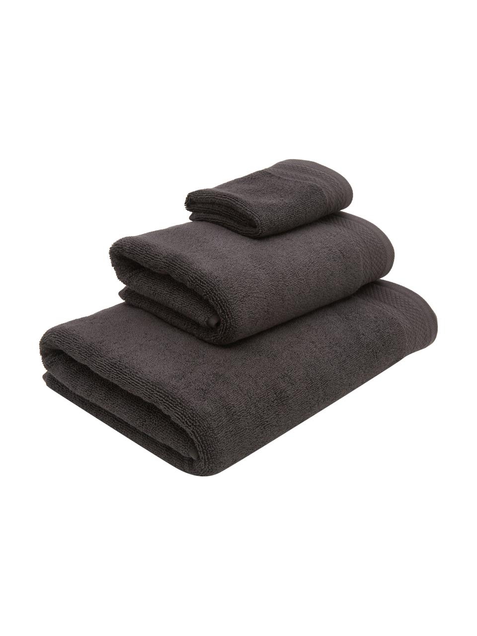 Set 3 asciugamani con bordo decorativo classico Premium, 100% cotone biologico, certificato GOTS
Qualità pesante, 600 g/m², Antracite, Set in varie misure