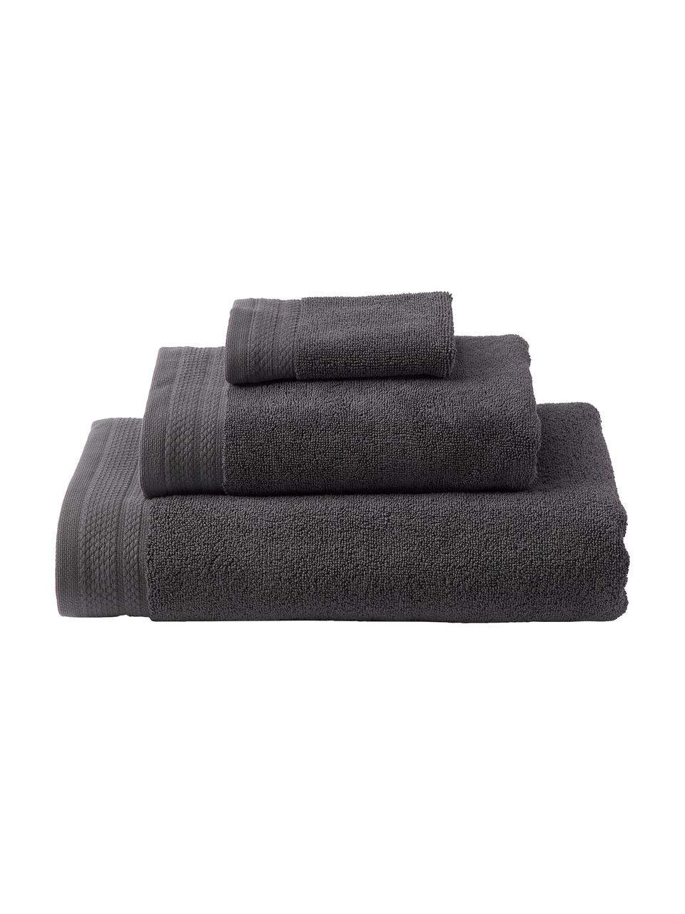 Lot de serviettes de bain en coton bio Premium, 3 élém., 100 % coton bio certifié GOTS (par GCL International, GCL-300517)
Qualité supérieure 600 g/m², Anthracite, Lot de différentes tailles