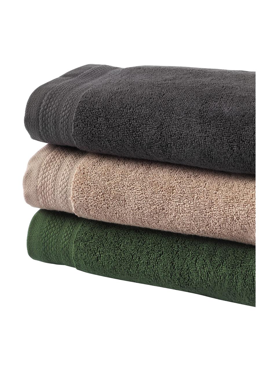 Komplet ręczników z bawełny organicznej Premium, 3 elem., Antracytowy, Komplet z różnymi rozmiarami
