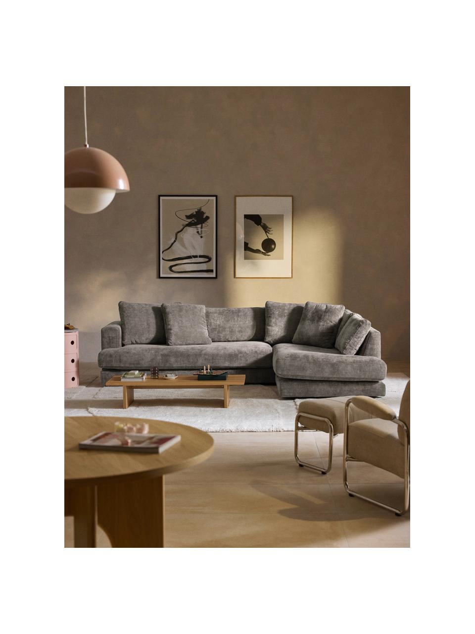 Ecksofa Tribeca, Bezug: 100 % Polyester Der strap, Gestell: Buchenholz, Kiefernholz, , Webstoff Taupe, B 274 x T 192 cm, Eckteil rechts