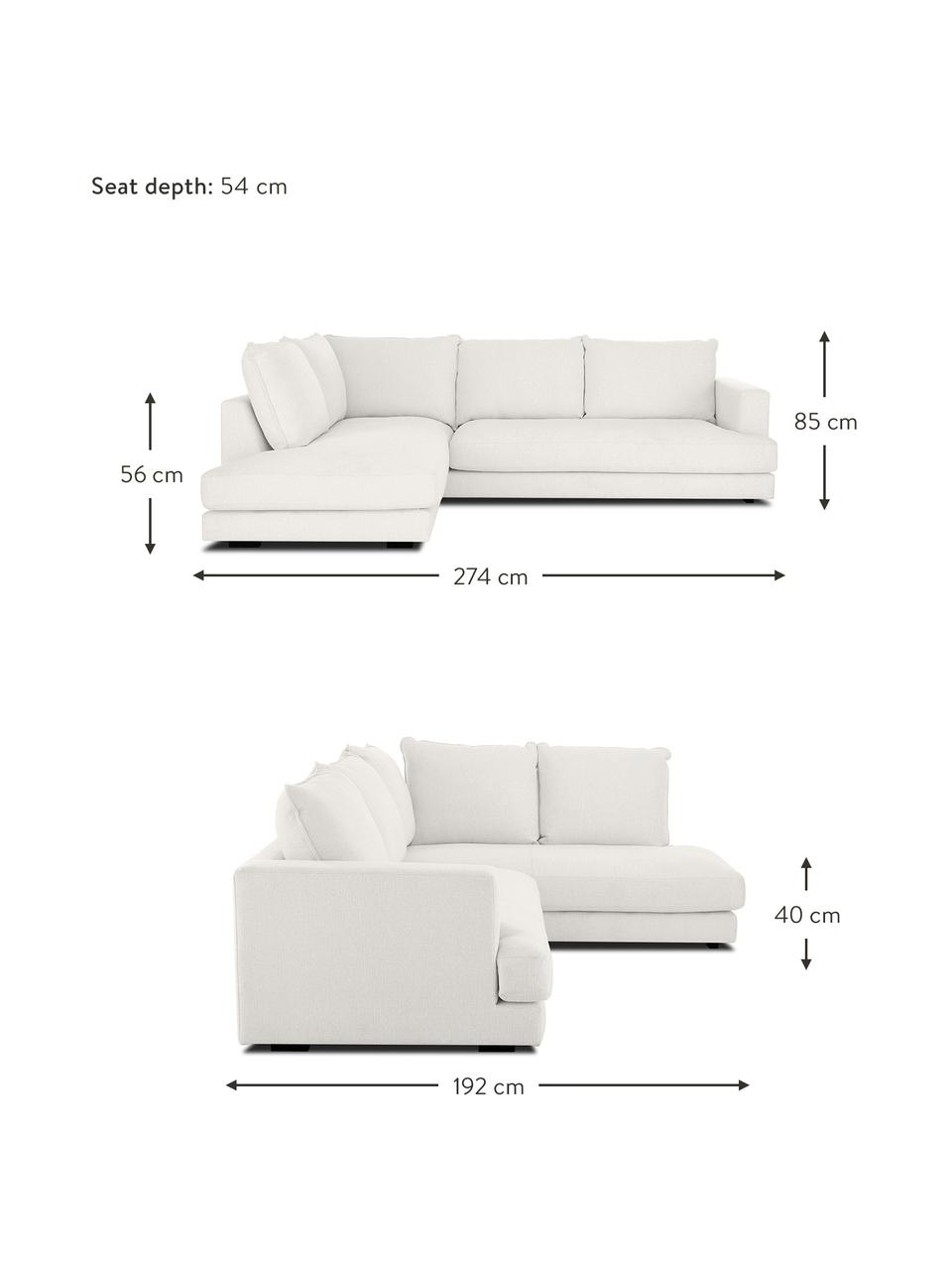 Ecksofa Tribeca, Bezug: Polyester Der hochwertige, Gestell: Massives Kiefernholz, Füße: Massives Buchenholz, lack, Webstoff Beige, B 315 x T 228 cm, Eckteil rechts