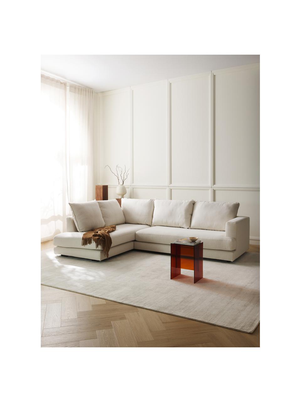 Sofá rinconera Tribeca, Tapizado: 100% poliéster Alta resis, Estructura: madera de pino maciza, Patas: madera de haya maciza pin, Tejido blanco crema, An 274 x F 192 cm, chaise longue derecha