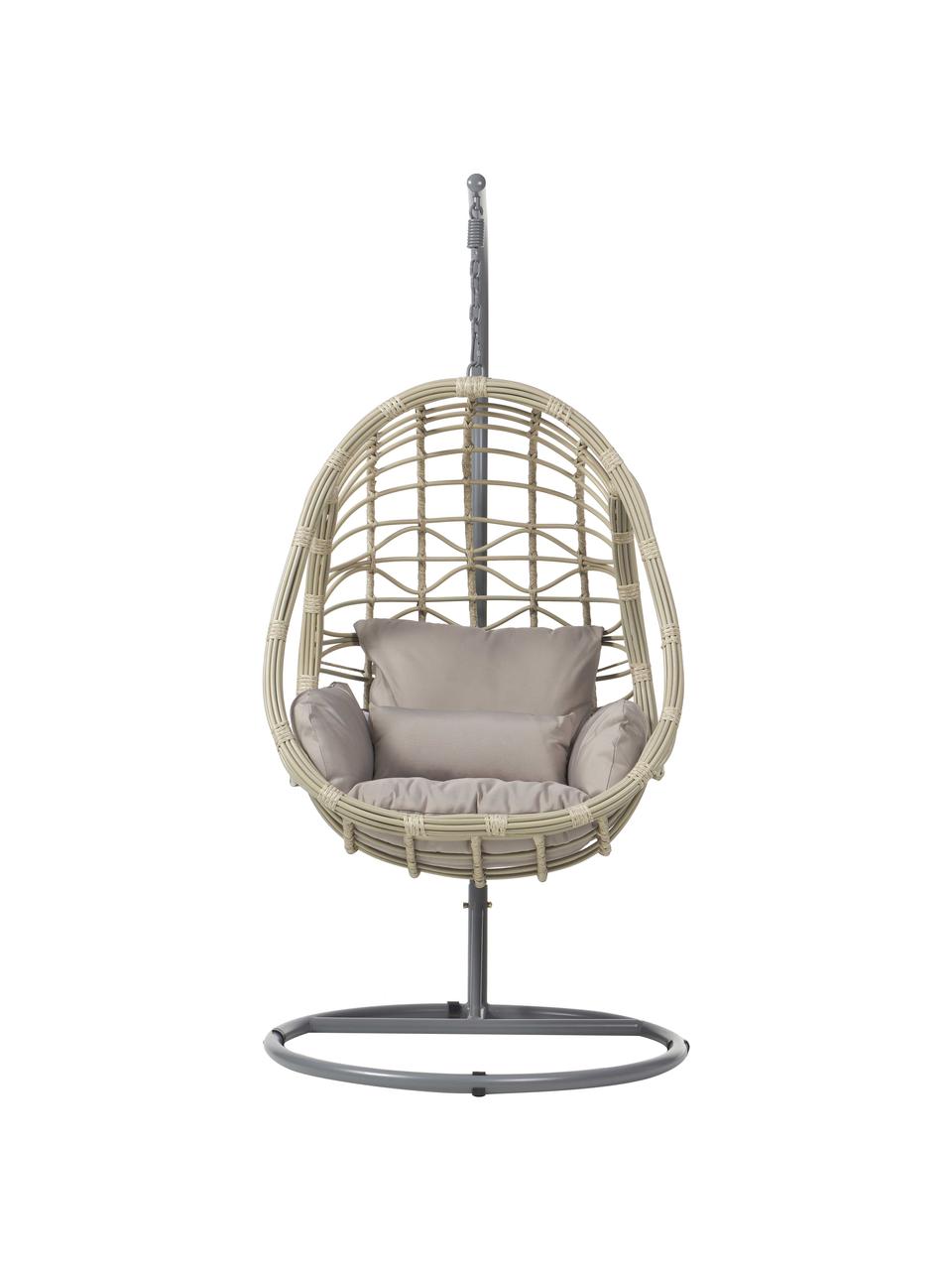 Silla colgante con cojines Torres, Estructura: aluminio con pintura en p, Beige, gris, An 92 x Al 193 cm