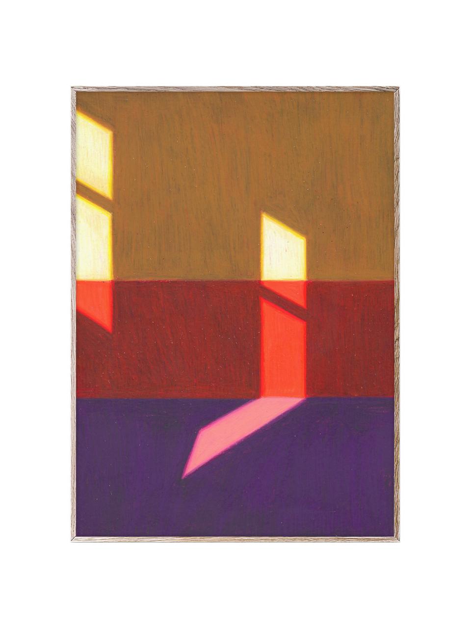 Plagát s rámom Les Vacances 02, 210 g matný papier Hahnemühle, digitálna tlač s 10 farbami odolnými voči UV žiareniu, Fialová, červená, žltá, Š 30 x V 40 cm