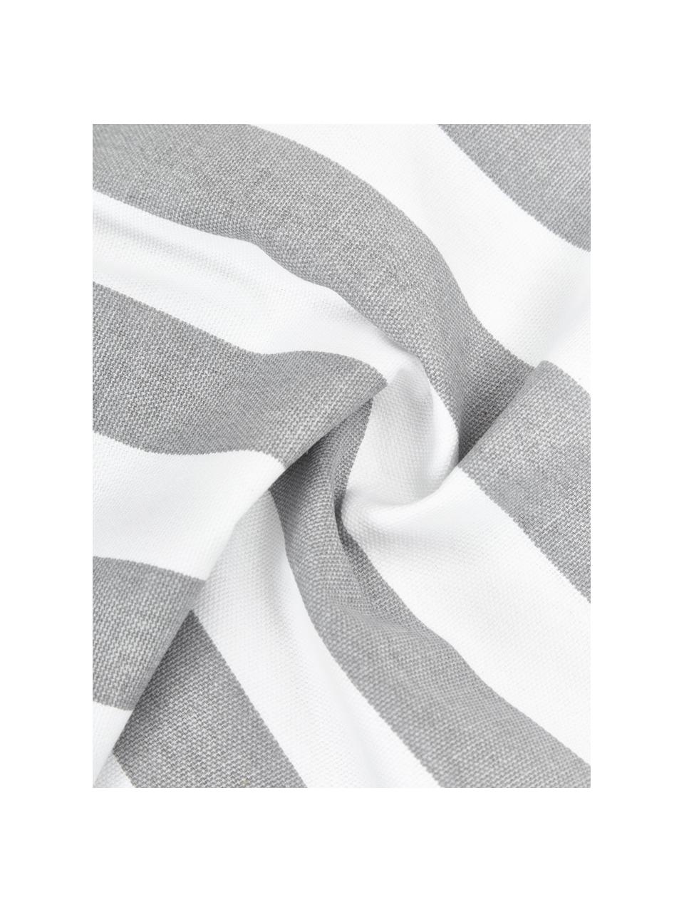 Gestreifte Kissenhülle Timon in Grau/Weiß, 100% Baumwolle, Hellgrau, Weiß, B 50 x L 50 cm