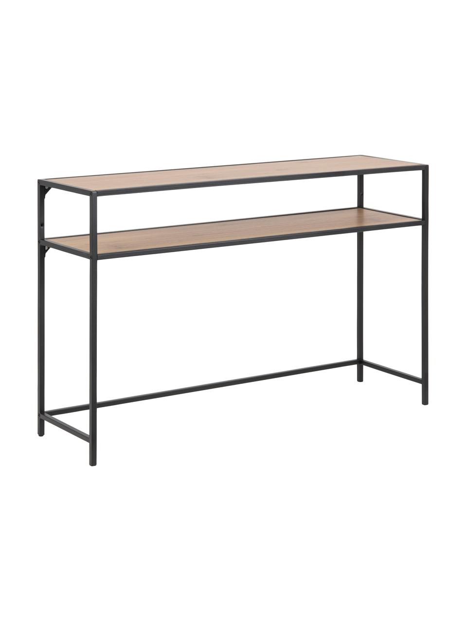 Consola de recibidor de madera y metal Seaford, Estantes: tablero de fibras de dens, Estructura: metal con pintura en polv, Madera de roble, An 120 x Al 79 cm