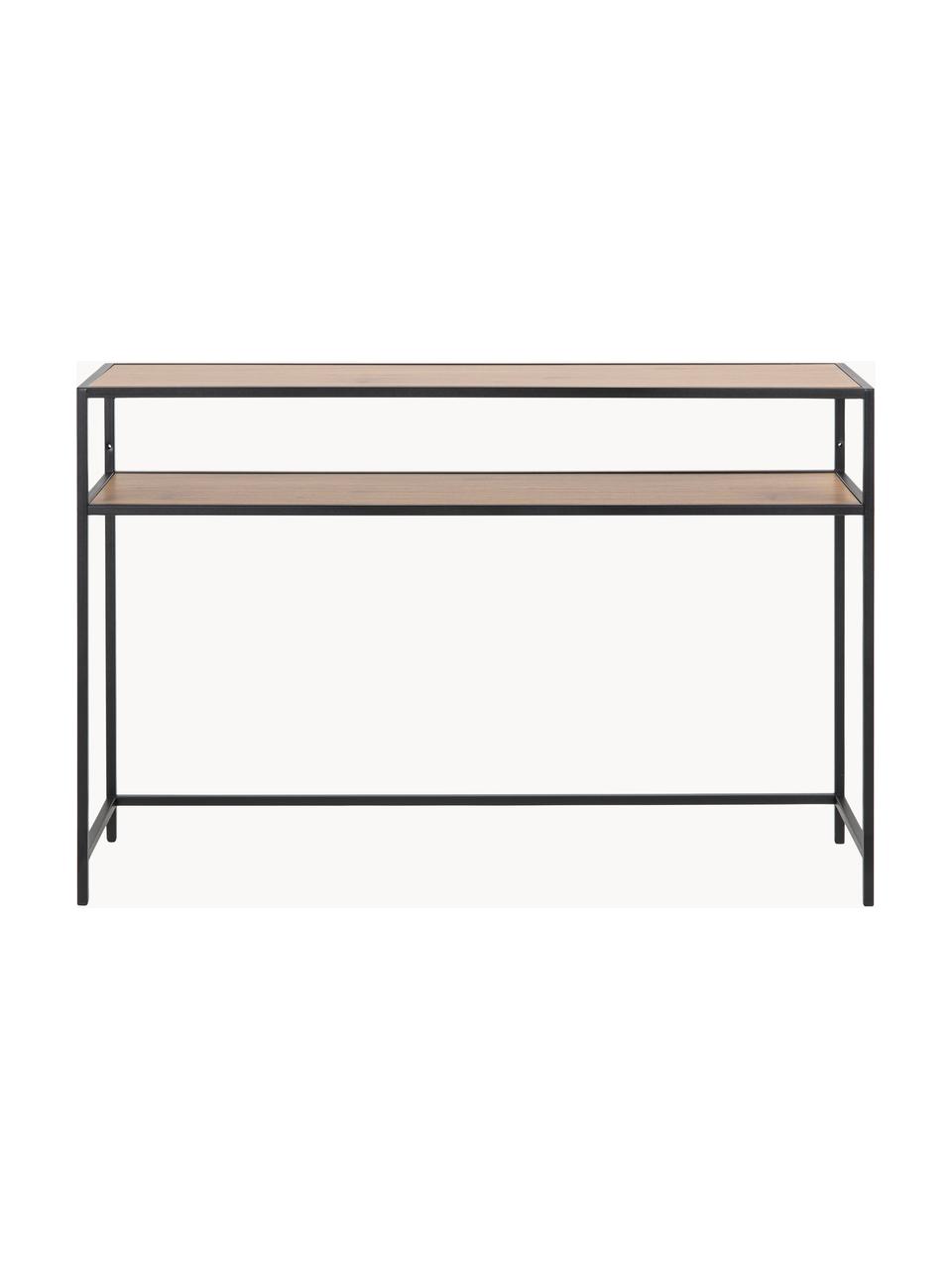 Consola Seaford, Estantes: tablero de fibras de dens, Estructura: metal con pintura en polv, Beige en aspecto madera, negro, An 120 x Al 79 cm