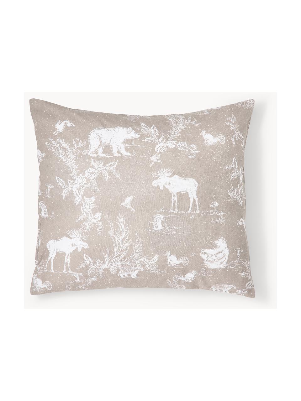 Flanellen kussenhoes Animal Toile, Weeftechniek: flanel Flanel is een knuf, Beige, patroon, B 60 x L 70 cm