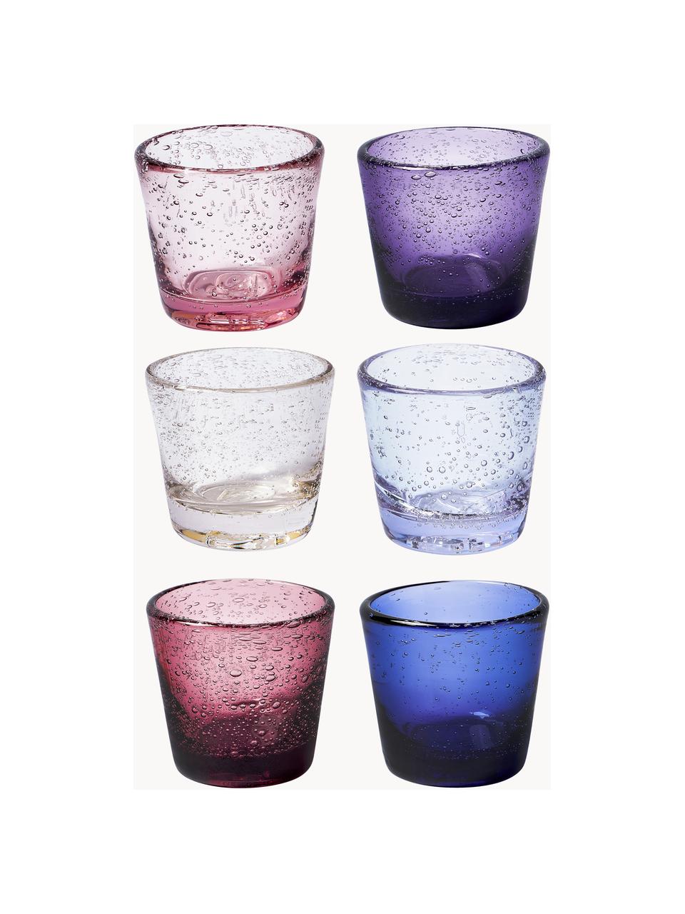 Borrelglaasjes Cancun met decoratieve bubbels, set van 6, Glas, Lilatinten, Ø 6 x H 6 cm, 70 ml