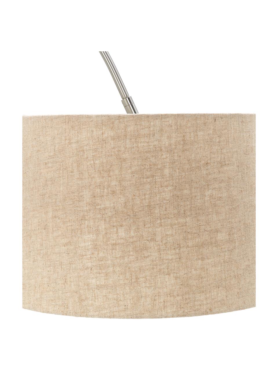 Grosse Bogenlampe Laurence, Lampenschirm: Baumwollgemisch, Silberfarben, Beige, H 188 cm