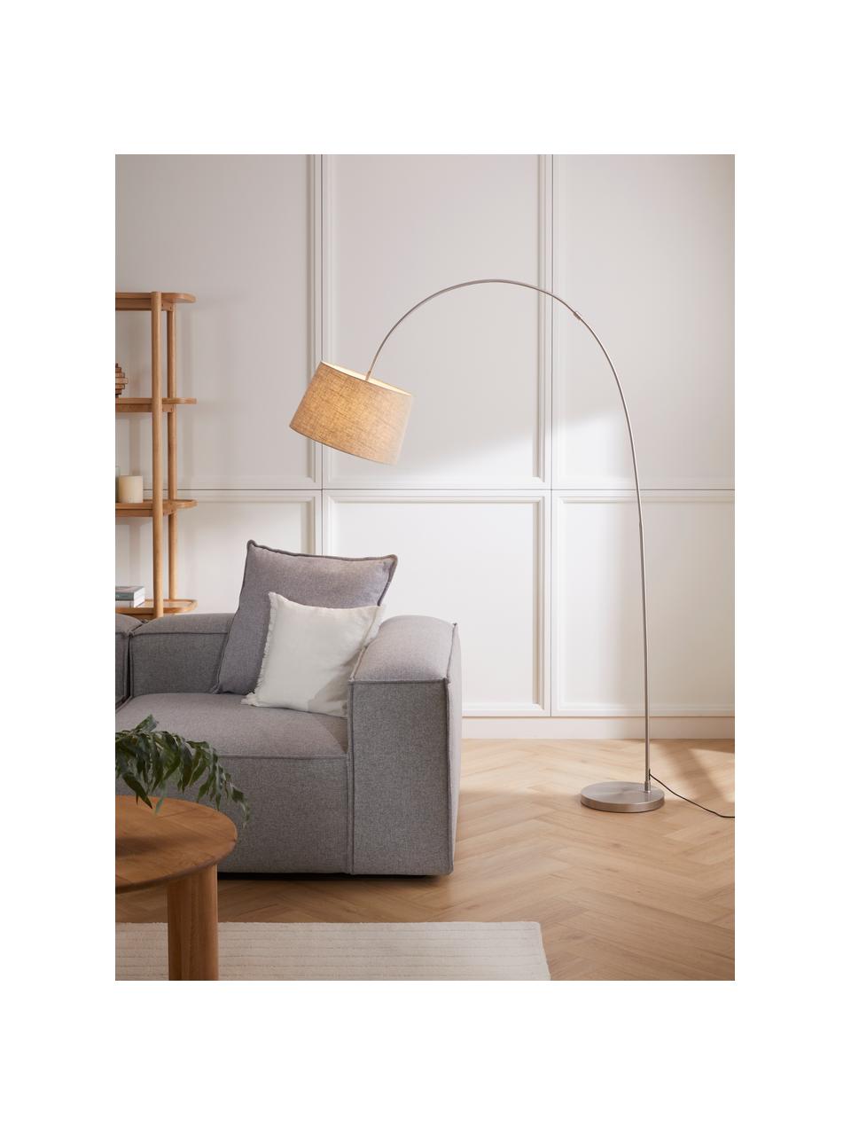 Grand lampadaire arc Laurence, Beige, argenté, haut. 188 cm