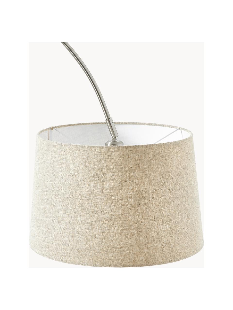 Grand lampadaire arc Laurence, Beige, argenté, haut. 188 cm