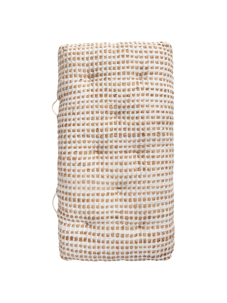 Poduszka podłogowa z bawełny/juty w stylu boho Fiesta, Tapicerka: 55% bawełna chindi, 45% j, Biały, beżowy, S 120 x W 13 cm