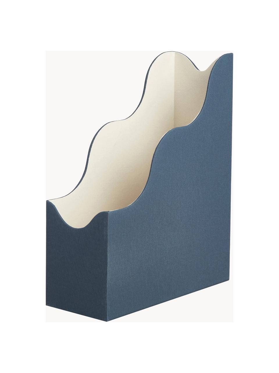 Revistero Magazine, 50% tela de algodón, 50% cartón gris, Gris azulado, beige claro, An 25 x F 10 cm