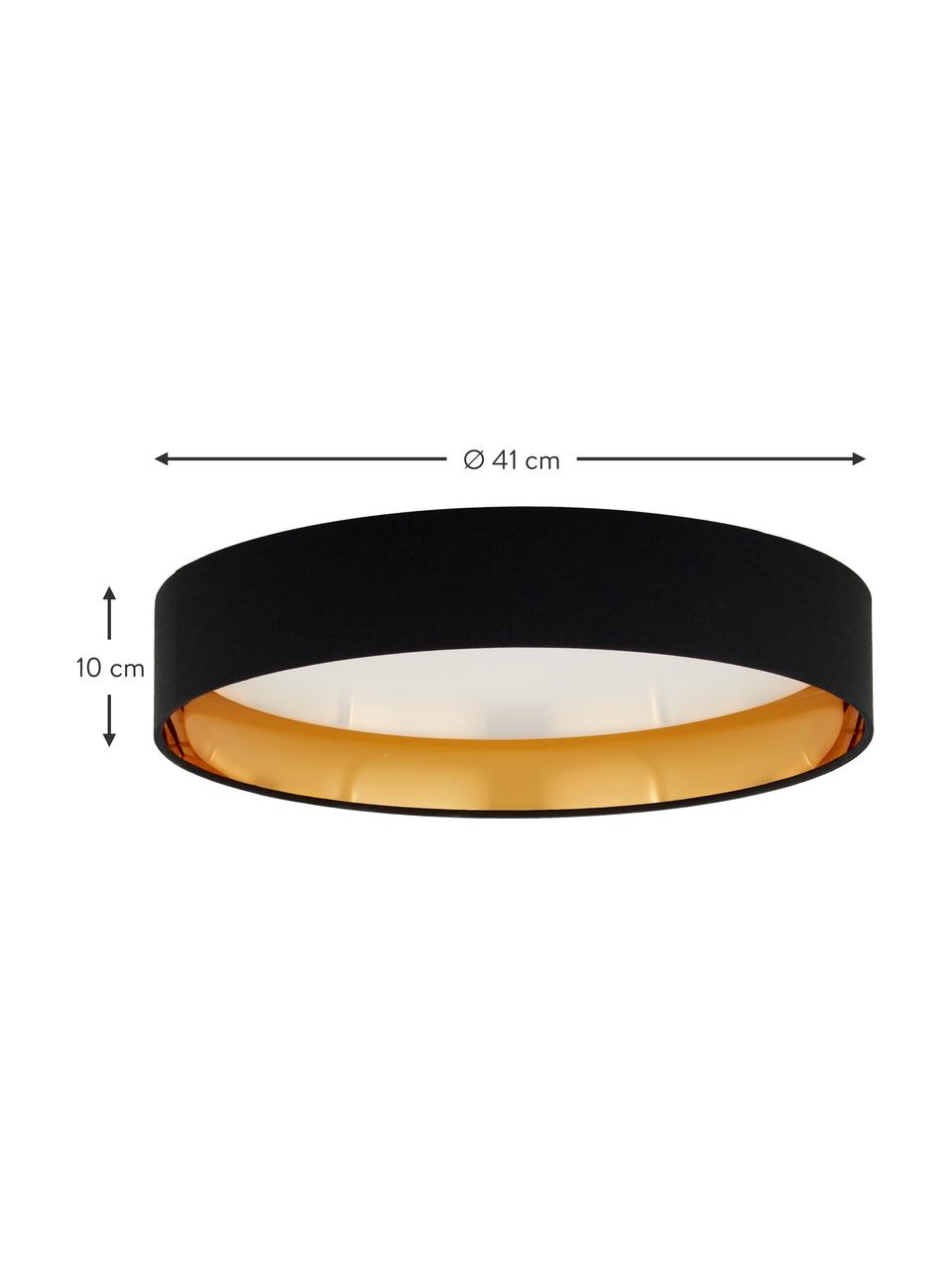 LED-Deckenleuchte Mallory, Diffusorscheibe: Kunststoff, Schwarz, Goldfarben, Ø 41 x H 10 cm