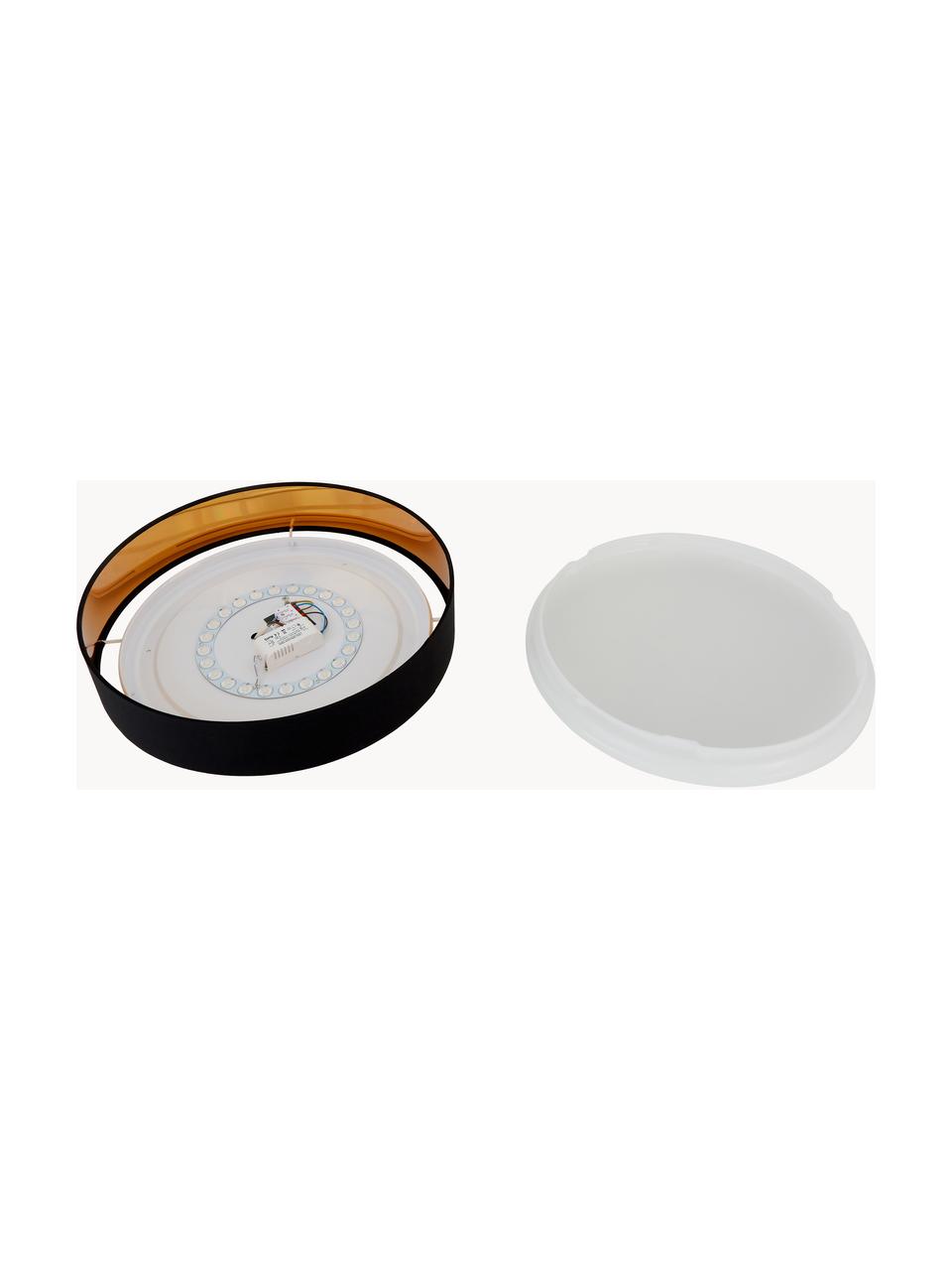 LED plafondlamp Mallory, Diffuser: kunststof, Zwart, goudkleurig, Ø 41 x H 10 cm