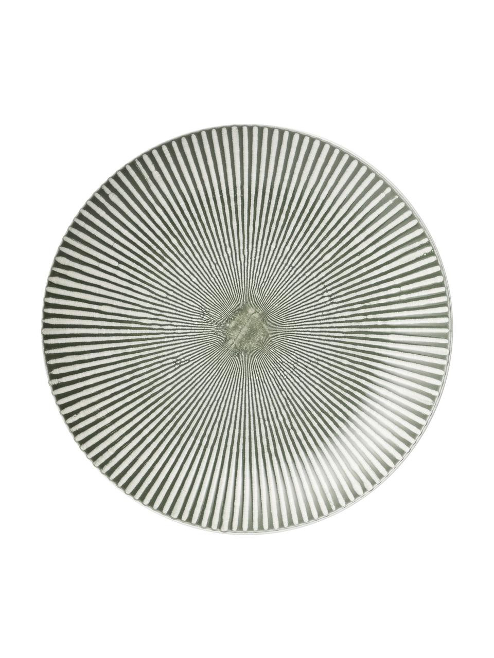 Keramický mělký talíř se strukturálním vzorem Abella, 2 ks, Zelená, bílá
