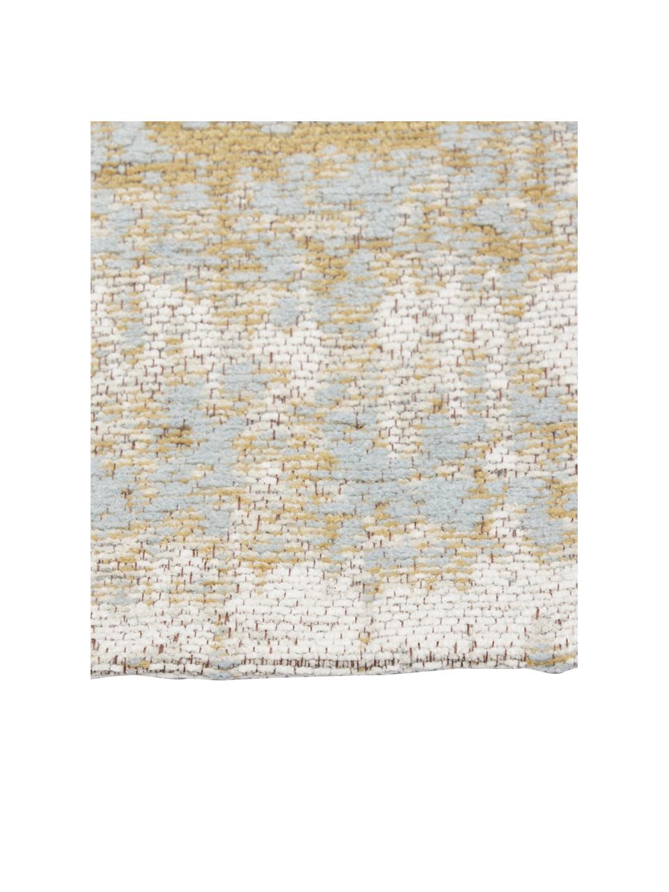 Tappeto vintage in cotone tessuto a mano Luise, Blu, giallo, Larg. 80 x Lung. 150 cm (taglia XS)