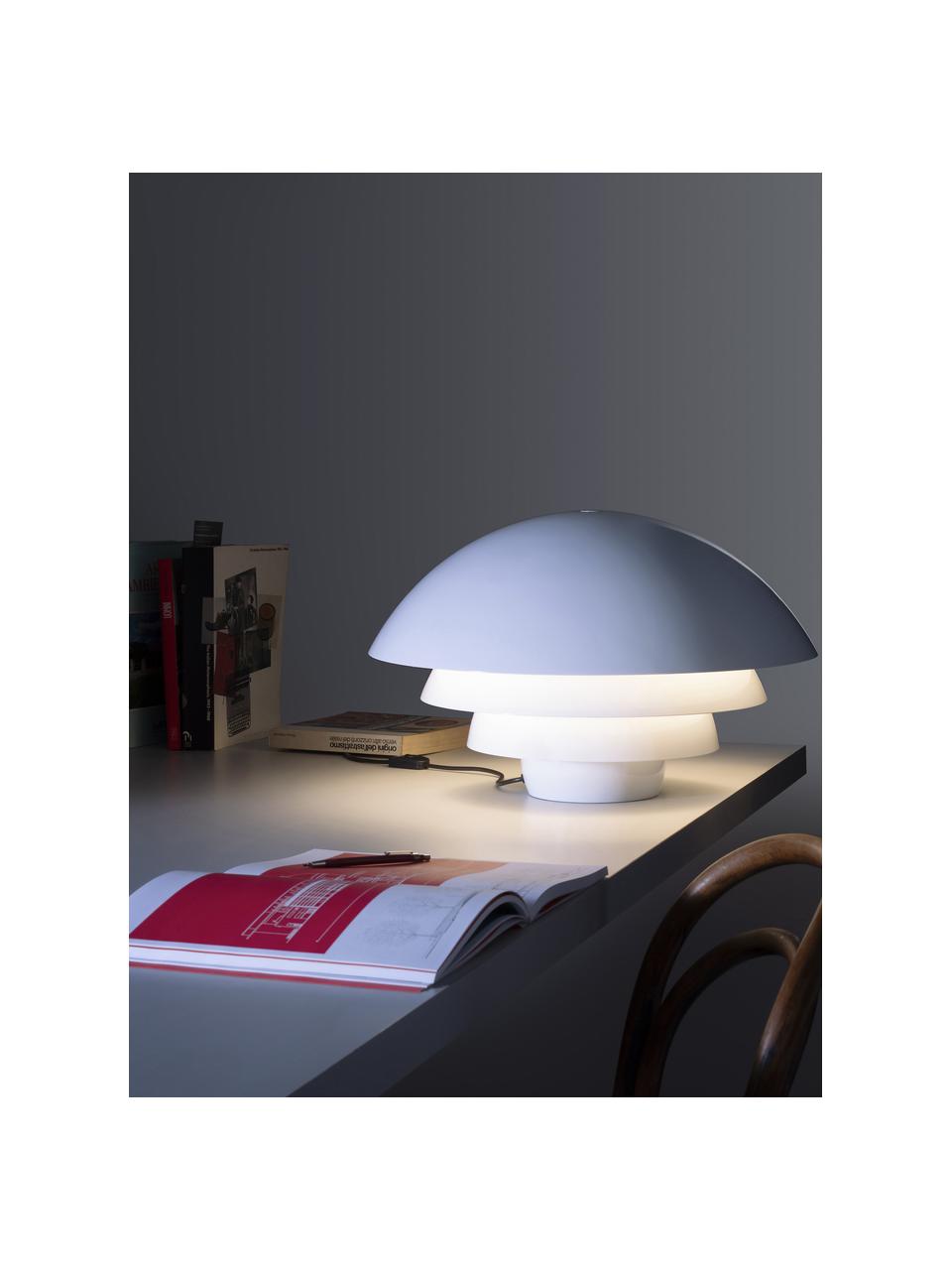 Grote tafellamp Visiere met diffuser, Lamp: gelakt aluminium, Wit, Ø 56 x H 36 cm