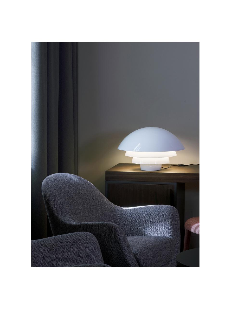 Lampada da tavolo grande con disco diffusore Visiere, Lampada: alluminio laccato, Bianco, Ø 56 x Alt. 36 cm