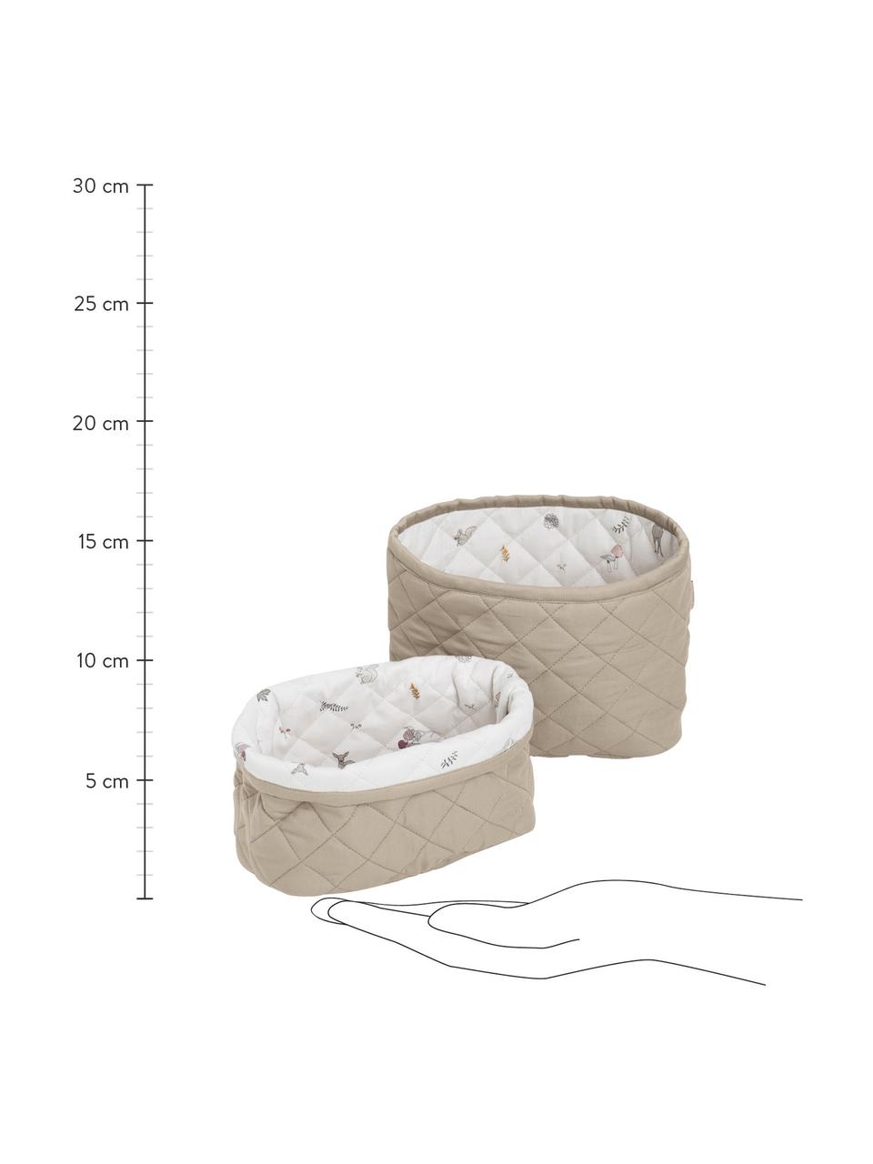 Set de cestas de algodón ecológico Fawn, 2 uds., Tapizado: 100% algodón ecológico co, Blanco, marrón, beige, Set de diferentes tamaños