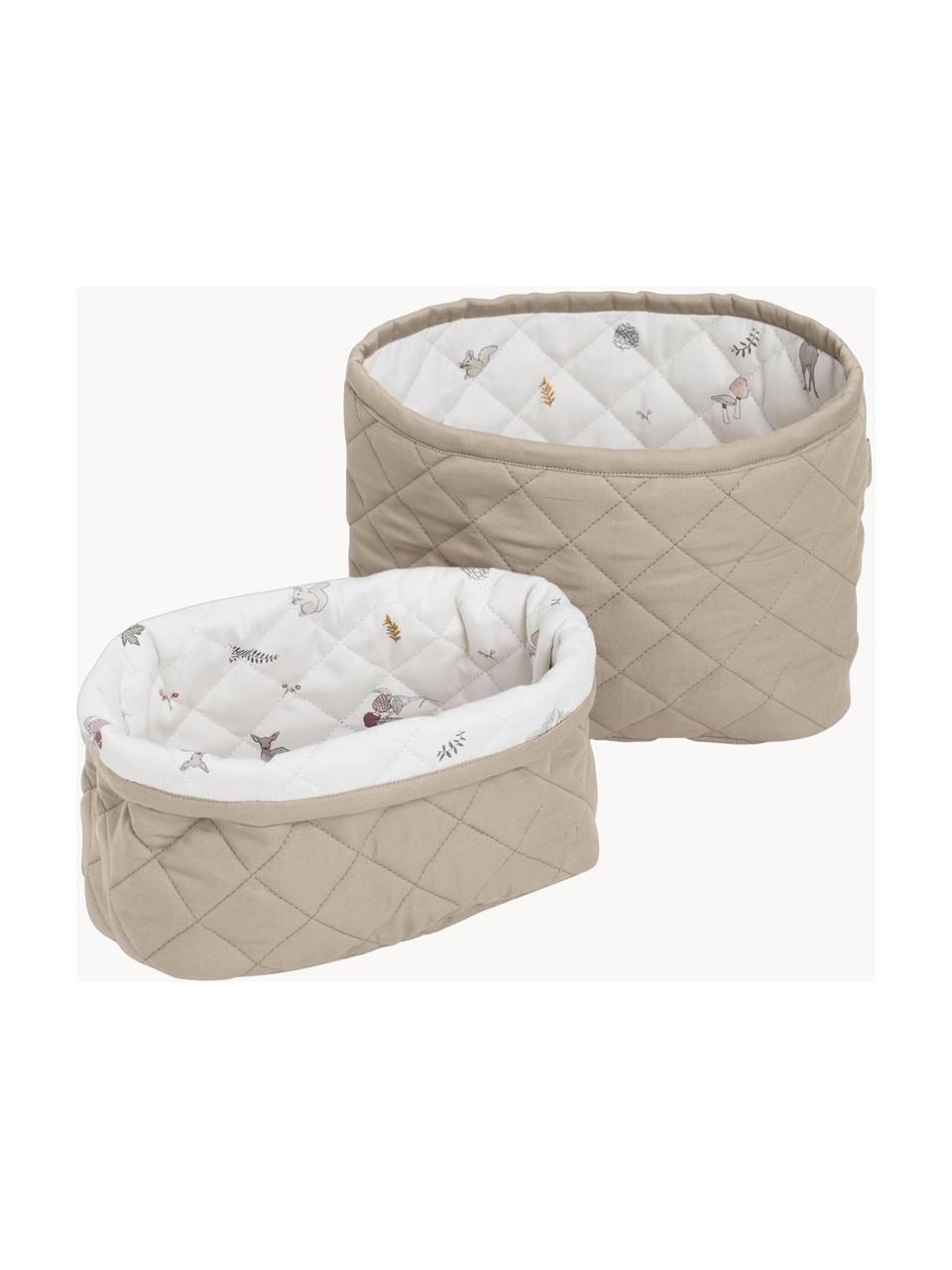 Corbeilles matelassées en coton bio Fawn, 2 élém., Beige, blanc, Lot de différentes tailles