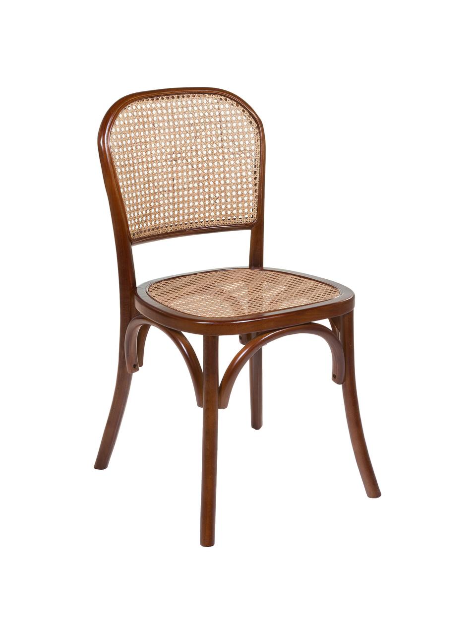 Silla con malla vienesa Elmy, Estructura: madera de olmo, Marrón, An 42 x F 45 cm