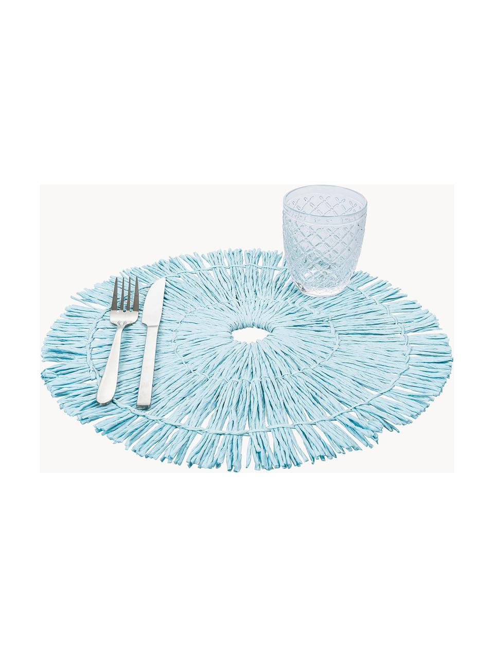 Sets de table faits à la main Tovaglietta, 6 élém., Papier, Tons turquoise et bleus, Ø 38 cm