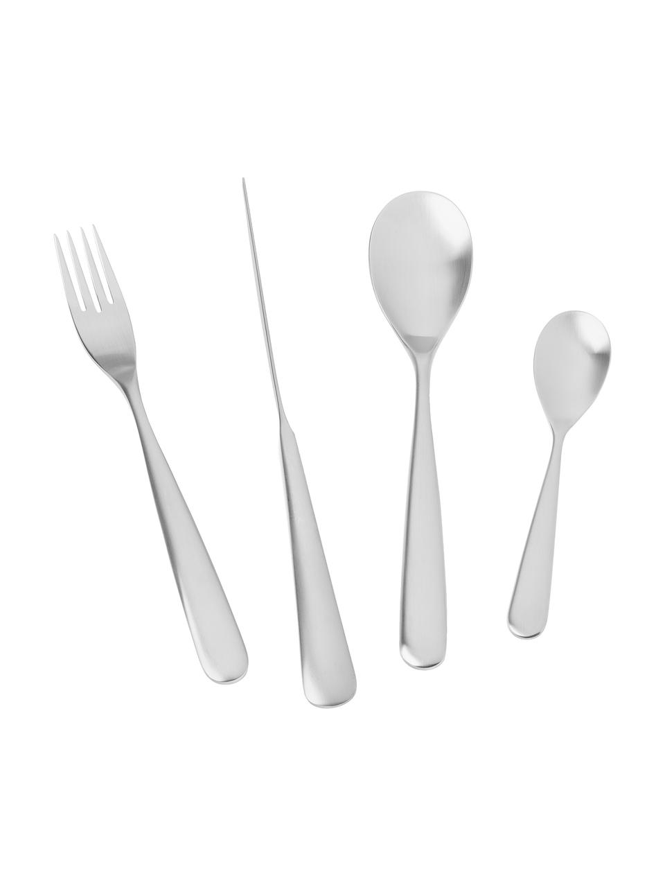 Set 16 posate in acciaio inox opaco spazzolato Jenna, 4 persone, Coltello: acciaio inossidabile 18/0, Argentato opaco, 4 persone (16 pz)