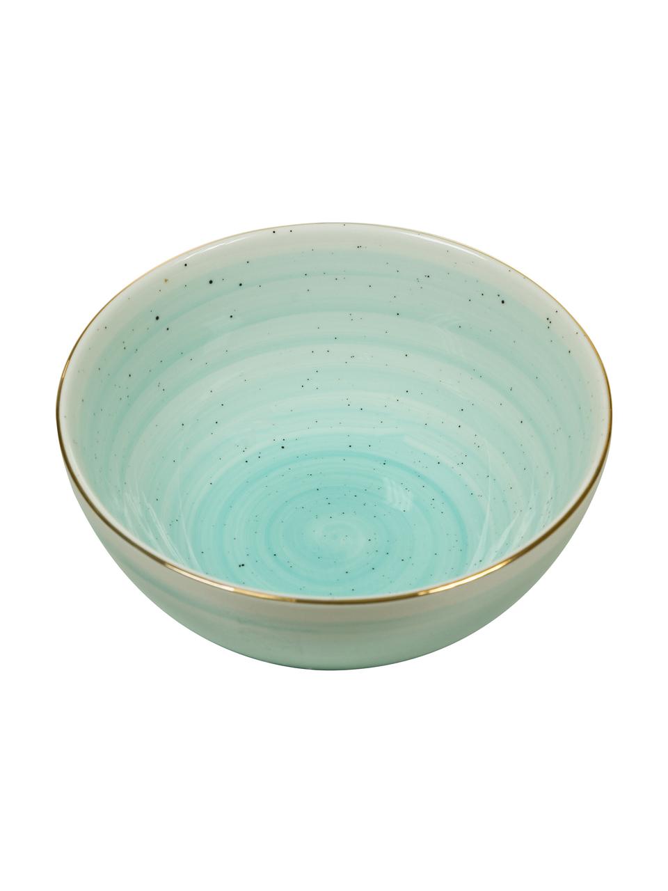 Bol artisanal en porcelaine Bella, 2 pièces, Bleu turquoise