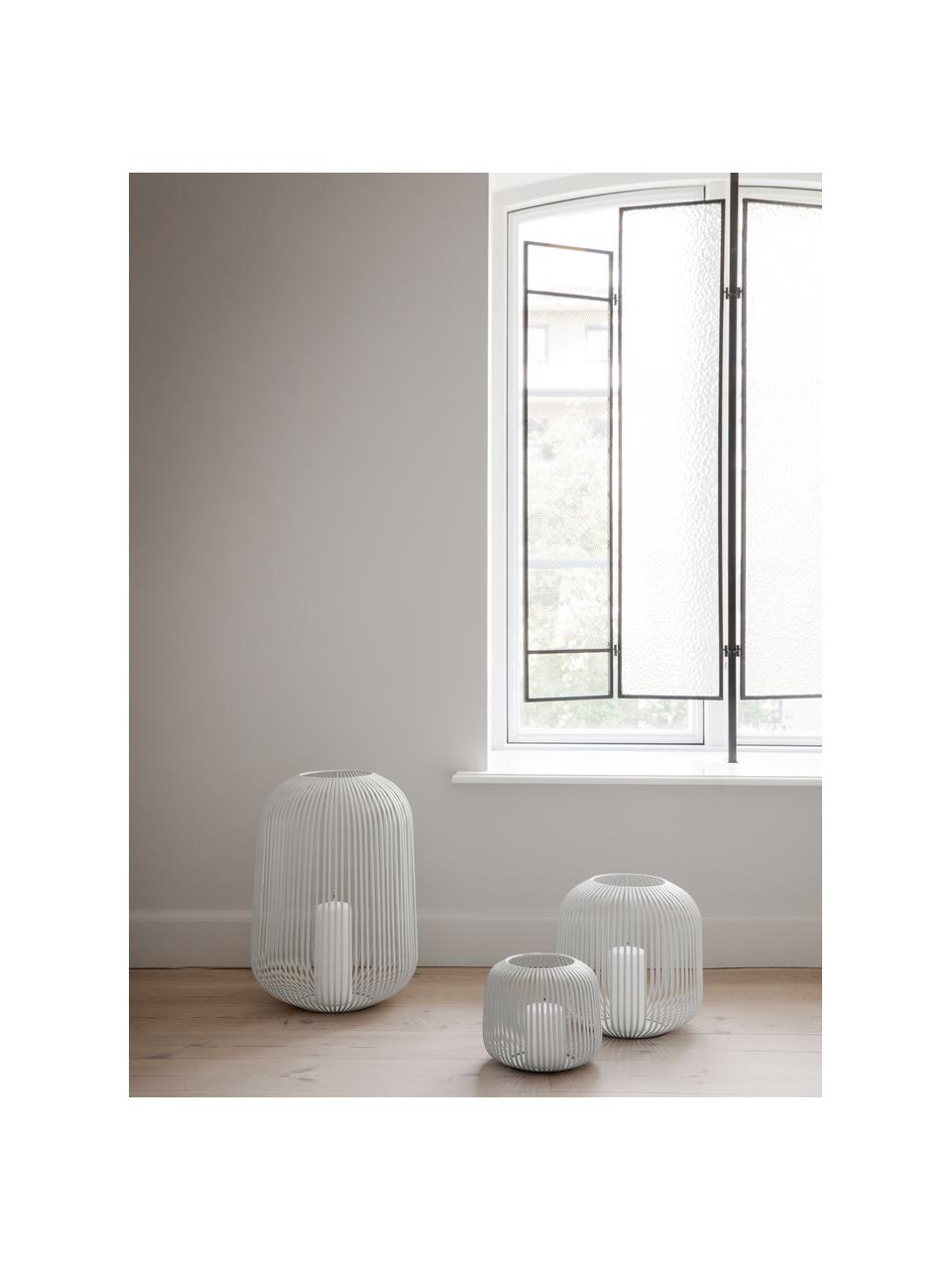 Windlicht Lito, Gecoat metaal, Wit, Ø 28 x H 27 cm