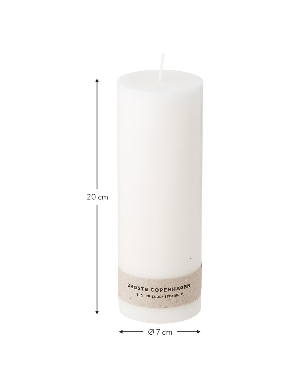 Velas pilar Light, 2 uds., 100% estearina, Blanco, Ø 7 x Al 20 cm