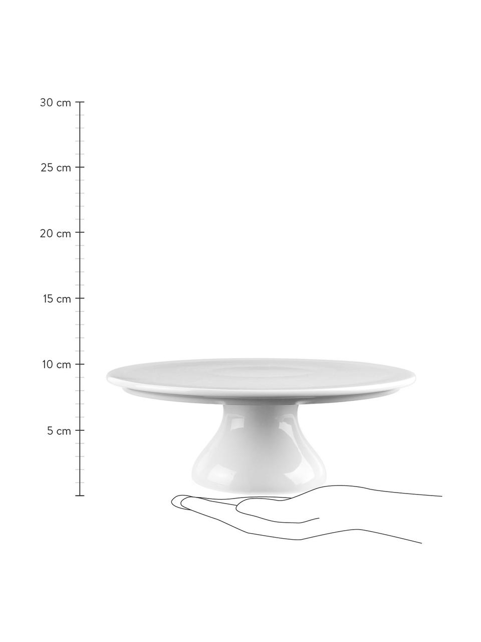 Kleine porseleinen taartplateau Fonia, Ø 24 cm, Porselein, Wit, Ø 24 x H 9 cm