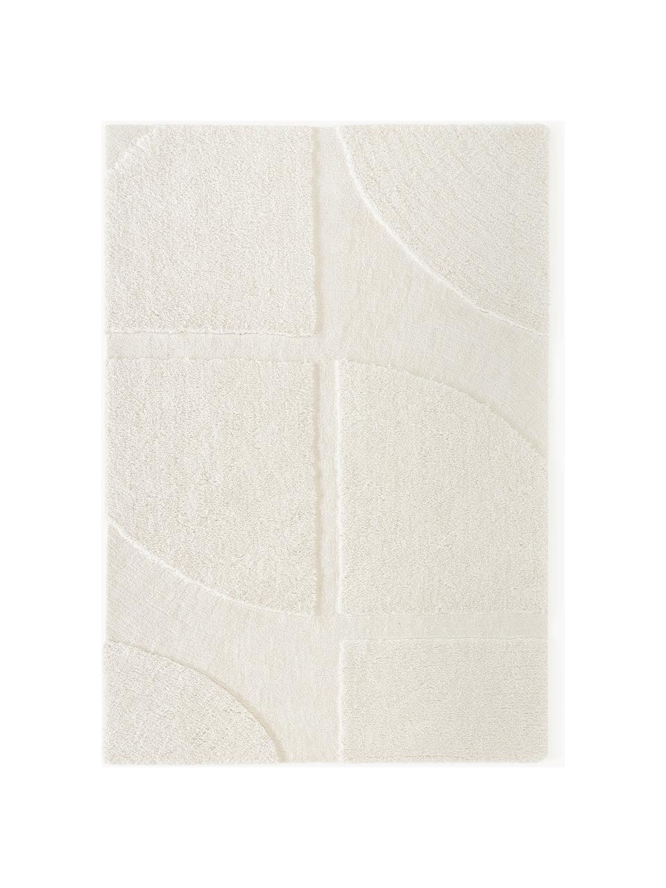 Tapis moelleux à poils longs texturé Jade, Blanc crème, larg. 120 x long. 180 cm (taille S)