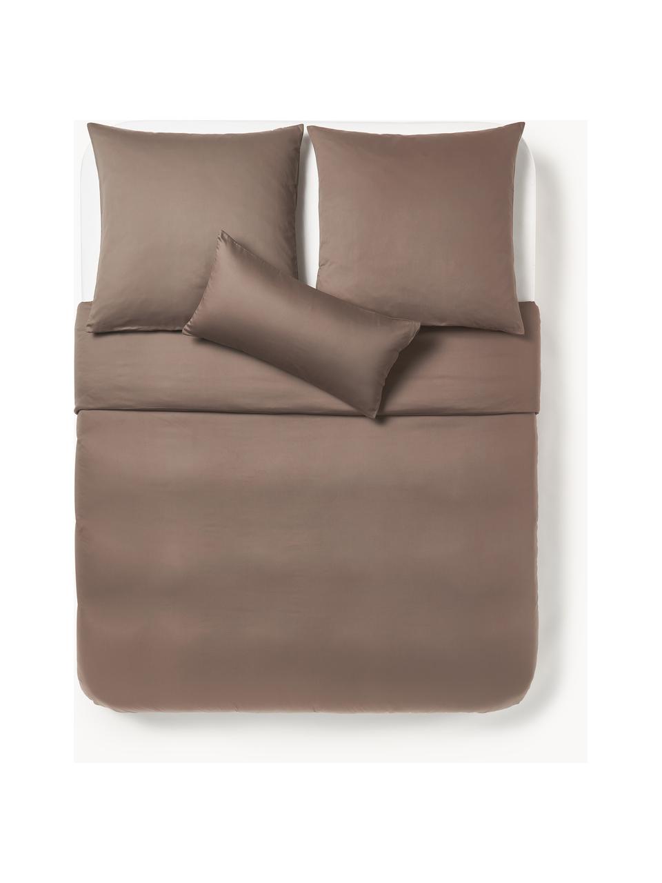 Funda nórdica de satén Comfort, Marrón oscuro, Cama 90 cm (155 x 220 cm)