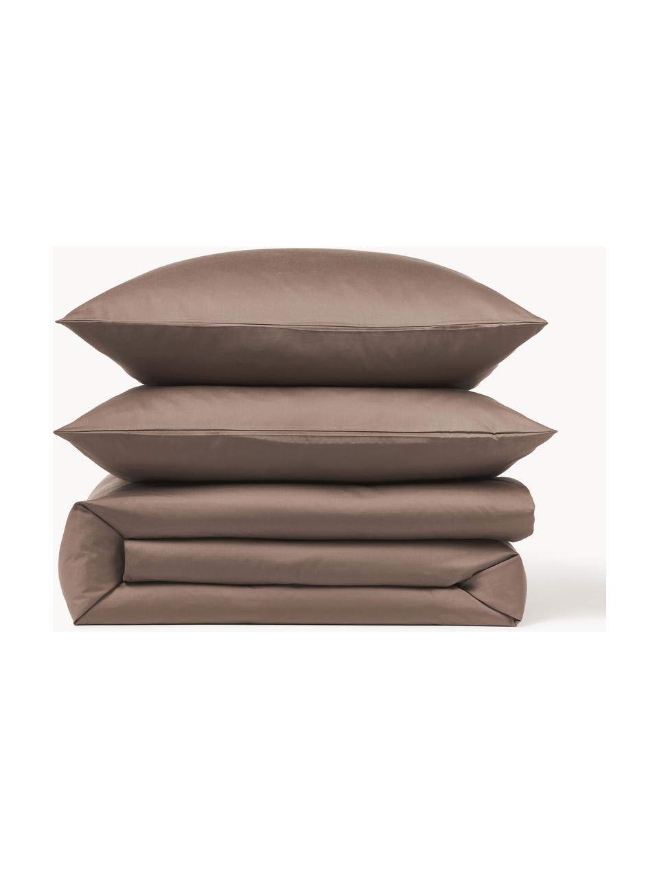 Funda nórdica de satén Comfort, Marrón oscuro, Cama 150/160 cm (240 x 220 cm)