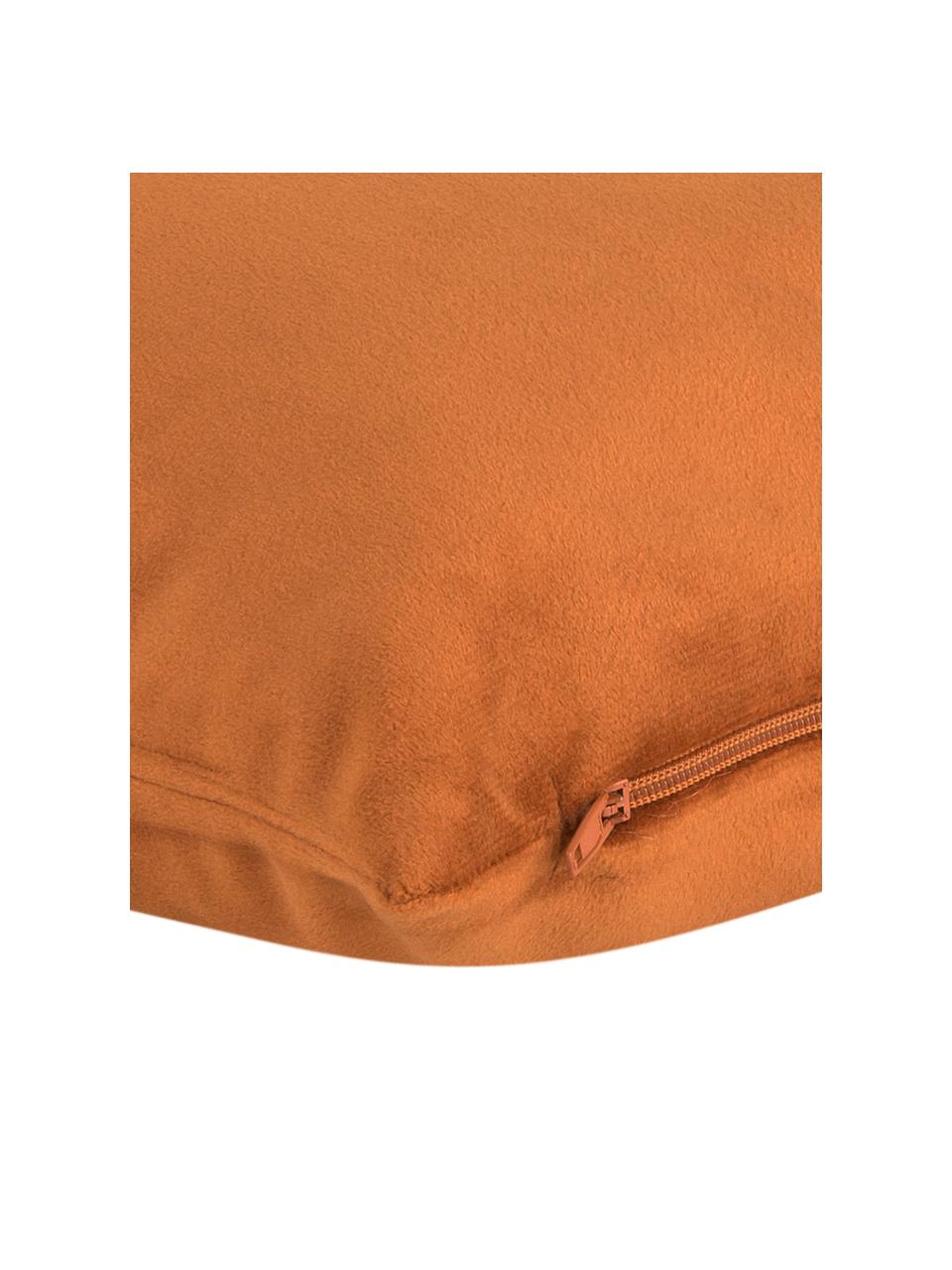 Poszewka na poduszkę z aksamitu Palmsprings, 100% aksamit poliestrowy, Pomarańczowy, odcienie złotego, S 40 x D 40 cm