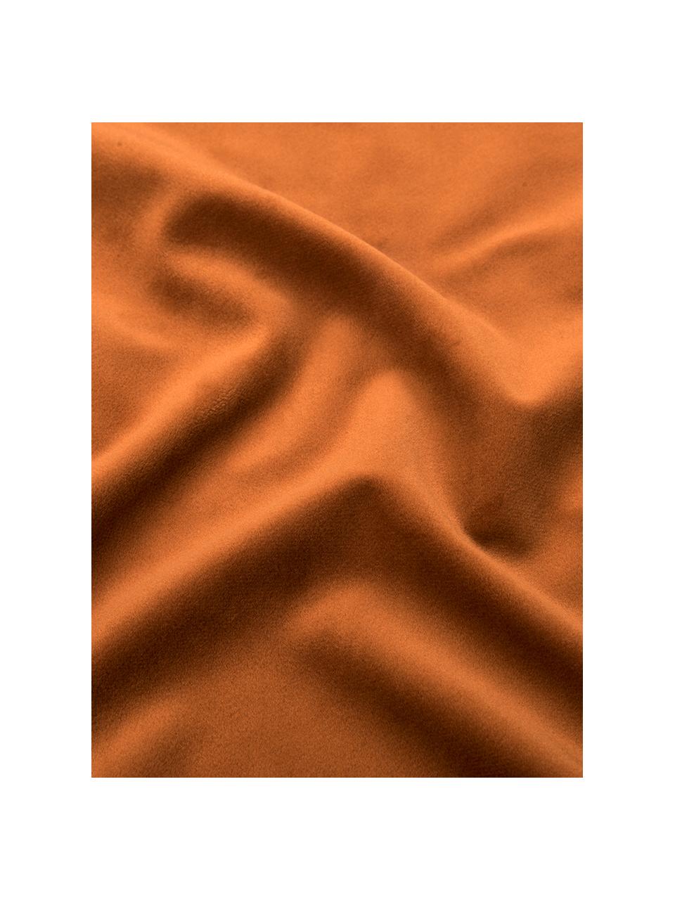 Glänzende Samt-Kissenhülle Palmsprings mit Stickerei, 100% Polyestersamt, Orange, Goldfarben, 40 x 40 cm
