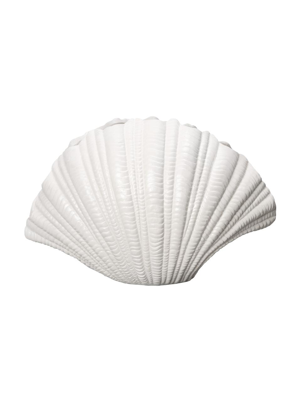Grote design vaas Shell in wit, Kunststof, Wit, B 31 x H 21 cm