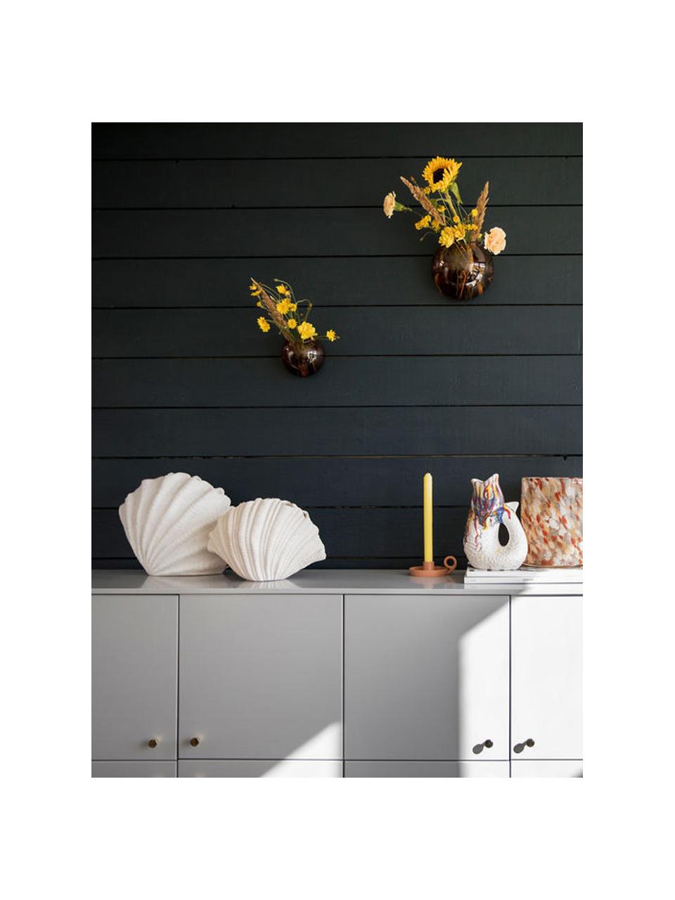 Grote design vaas Shell in wit, Kunststof, Wit, B 31 x H 21 cm