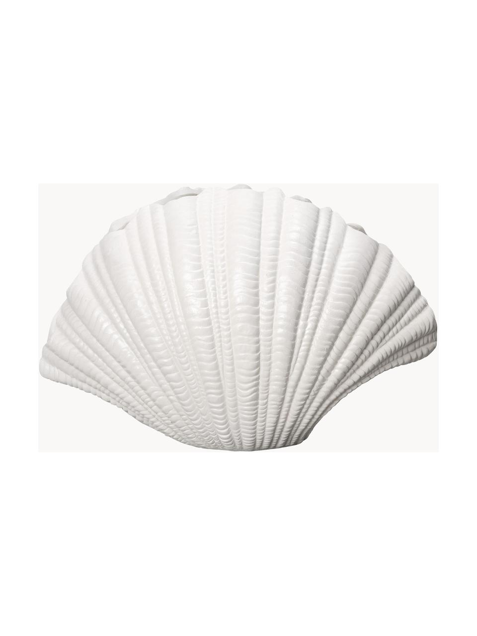 Grote design vaas Shell in schelp vorm, H 21 cm, Kunststof, Wit, B 31 x H 21 cm