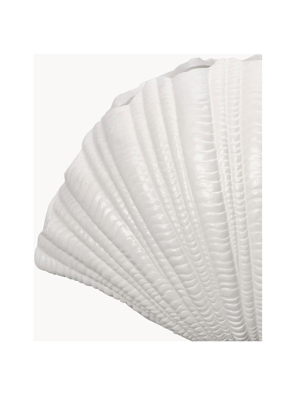 Grote design vaas Shell in schelp vorm, H 21 cm, Kunststof, Wit, B 31 x H 21 cm