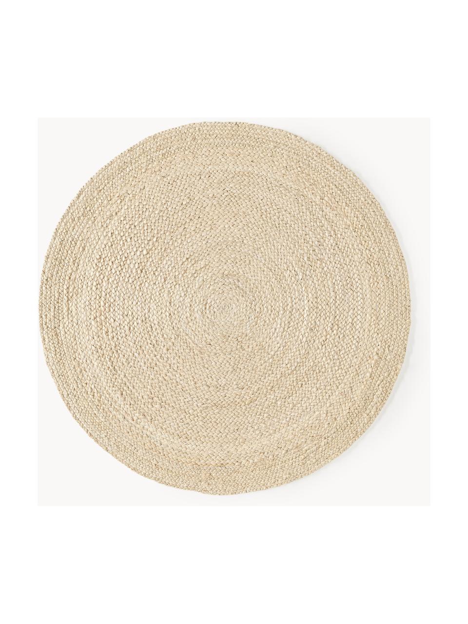 Runder Jute-Teppich Sharmila, handgefertigt, 100 % Jute, Off White, Ø 100 cm (Grösse XS)